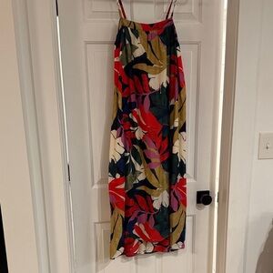 a new day Colorful Leaf Print Maxi Dress